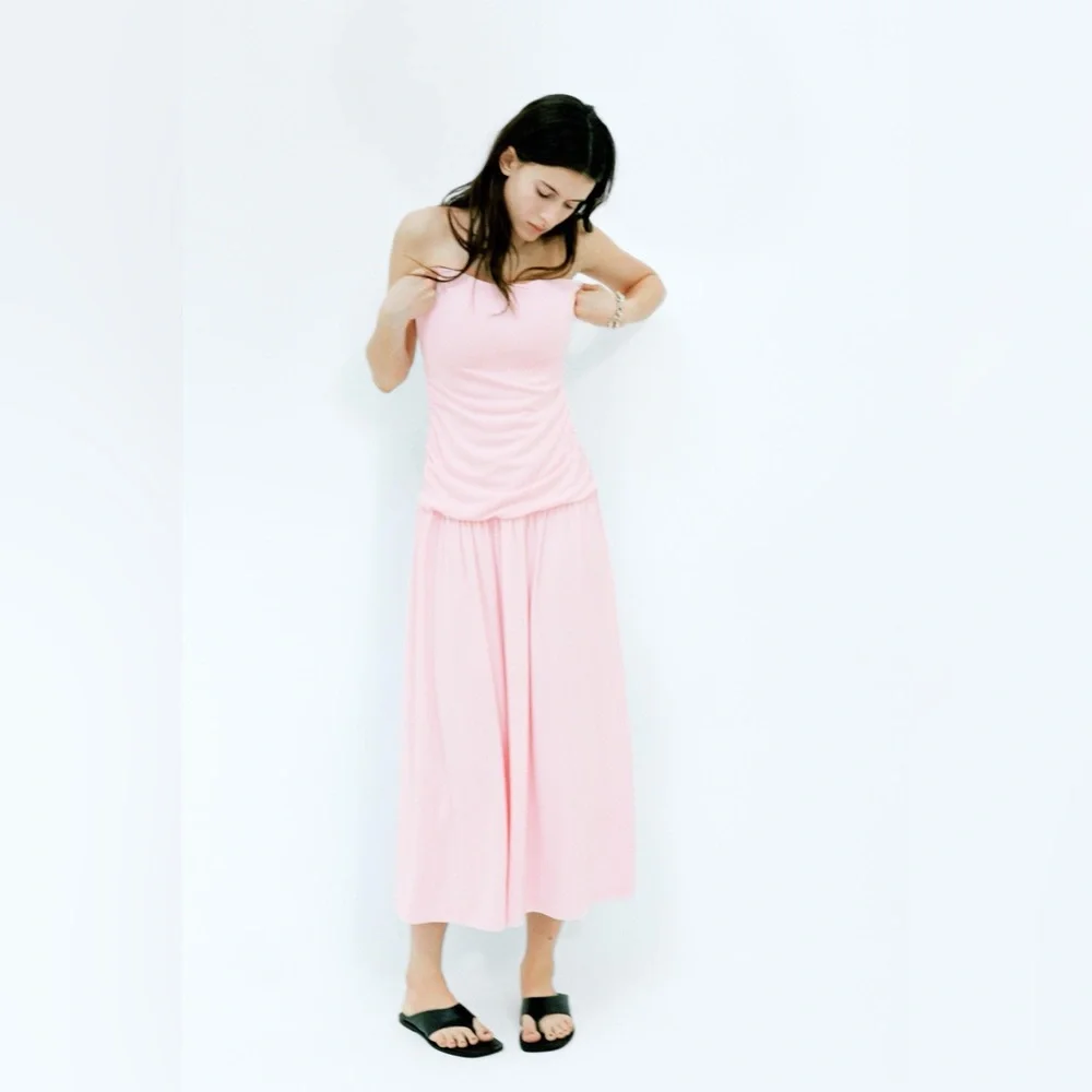 Zara Pink Strapless Maxi Dress - Picture 3 of 5